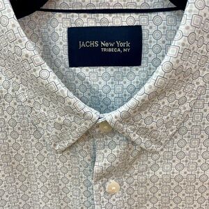 Jachs New York TribecaNY Men’s  Large Short Sleeve Button-up Blue Geometric NWOT